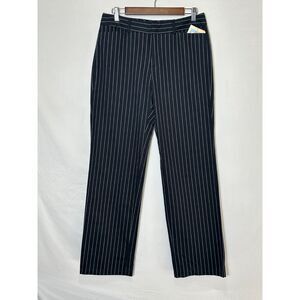 Dockers Women's Pinstripe Metro Dress Pants Size 10 Black Pinstriped Work Office